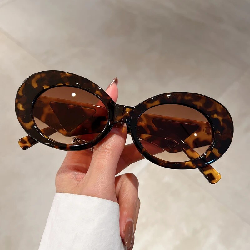 Vintage Oval Sunglasses Women 2023 New in Fashion Cat Eye