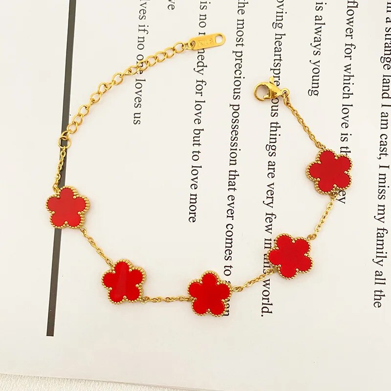 New Luxury Bracelet Flower Women Stainless Steel Jewelry Bracelets Couple Bracelet for Men Clover Fashion Accessories Gifts