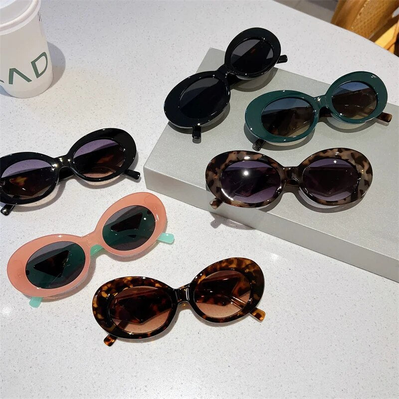 Vintage Oval Sunglasses Women 2023 New in Fashion Cat Eye